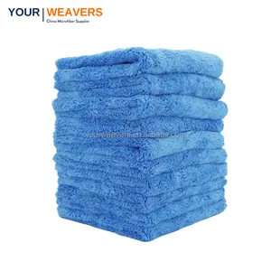 Custom Edgeless 16x16'' 500GSM Microfiber Towel Car Coral Fleece Plush Towel For Car Drying Absorbent Microfiber Car Wash Towel