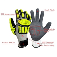 Gants de réparation mécanique pour l'industrie pétrolière et gazière, résistants aux chocs, anti-vibrations, anti-perforation ANSI A5, avec protection TPR anti-impact