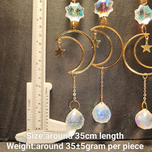 Wall Art Gold Moon Sun Catcher Com Pedra De Quartzo De Cristal Raw <span class=keywords><strong>Hanging</strong></span> Ball Window <span class=keywords><strong>Prism</strong></span> Decoração para casa - Product Image 3