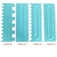 31styles de grattoir à crème à gâteau en plastique bleu et blanc grattoirs plus lisses ensemble d'outils de modèle de gâteau outils de cuisson de gâteau