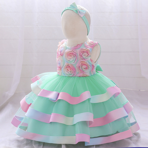 Adorable Robe de Baptême à Motifs Floraux pour Filles, Bébés et Petits Enfants, Idéale pour Fêtes d'Anniversaire, Robe Spéciale pour Enfants avec Nœud Papillon L1829xz - Product Image 3