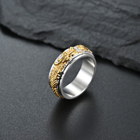 Bague rotative en acier inoxydable plaqué or 18 carats avec motif dragon chinois pour homme, bijoux de mode pour cadeaux de fête - Vente en gros Tempusort