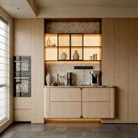 Buffet de cuisine moderne avec niche de présentation, en acier inoxydable, rangement modulaire pour salle à manger