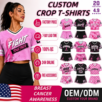 Maillot de football personnalisé pour la sensibilisation au cancer du sein, ensemble de pom-pom girl, ruban rose, uniforme d'équipe féminine, OEM ODM Sublimation