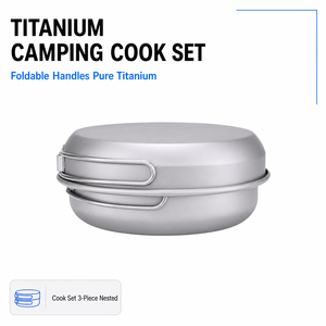 KEITH Ti6053 <span class=keywords><strong>Set</strong></span> di Pentole in Titanio Puro 3 Pezzi, Attrezzatura Leggera per Campeggio all'Aperto, Fornelli da Campeggio - Product Image 1