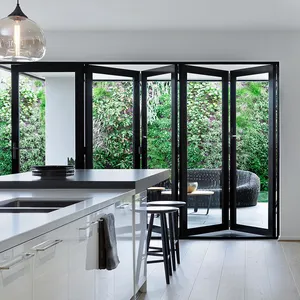 YY Facades Energy Efficient Double Glass Aluminium Bifold Door Thermal Break Folding Door Design