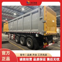 Camion compacteur de déchets de type semi-remorque avec capacité de chargement de 47 mètres cubes, véhicule de collecte jaune à moteur diesel