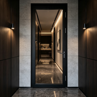Porte double vitrée en aluminium à surface lisse de la marque HUACAI pour villa duplex intérieure