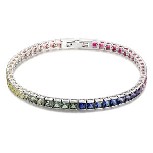 Anster precio de fábrica moda princesa forma <span class=keywords><strong>Mian</strong></span> piedra 8.45ct S925 joyería zafiro tenis pulsera para mujer forma personalizada - Product Image 1