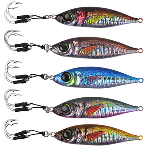 Señuelos de Pesca Verticales de Metal con Anzuelos Auxiliares, Señuelos Artificiales Luminosos que se Hunden para Pescar Lubina, Lucio y Salmón - Product Image 1