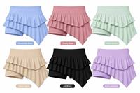 Jupe-short asymétrique à volants cascade pour femme, sur mesure OEM - Couches superposées, ourlet festonné, short intégré, 6 couleurs