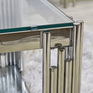 <span class=keywords><strong>Table</strong></span> <span class=keywords><strong>basse</strong></span> moderne en acier inoxydable chromé argenté avec plateau en <span class=keywords><strong>verre</strong></span>, <span class=keywords><strong>table</strong></span> centrale, <span class=keywords><strong>table</strong></span> à thé pour le salon - Product Image 6