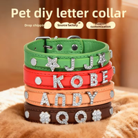 Collier personnalisé de luxe pour chiot avec strass, collier en cuir personnalisé pour petits chiens, breloques avec nom, accessoires pour animaux de compagnie