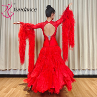 Robe de danse de compétition Chrisanne B-26066 en satin et mousseline rouge, lisse, pour la danse de salon Blackpool, haute qualité, moderne, à vendre