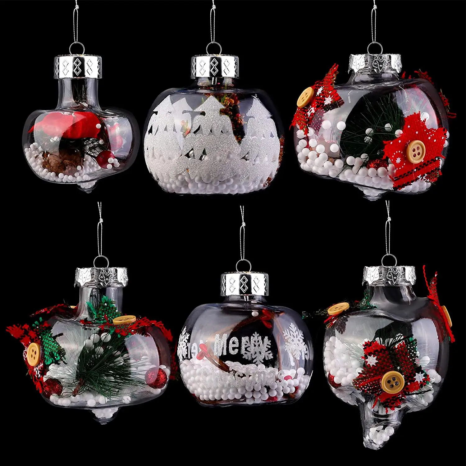 Plastic Transparent Hanging Balls Decorations Christmas Tree Balls Baubles Craft for Xmas Birthday Wedding Party Decor