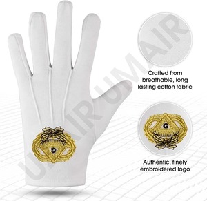 Gants de maçonnerie Uzair Umair Past Master Gold, grande taille, 100% coton, vente en gros à bas prix, pour hommes et femmes. - Product Image 2