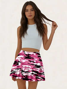 กระโปรงมินิเอวธรรมชาติลายพรางสำหรับผู้หญิง-ทรงเอไลน์ยืดหยุ่นได้ ผ้าใยนมยืดหยุ่นสูง สวมใส่สบาย - Product Image 1