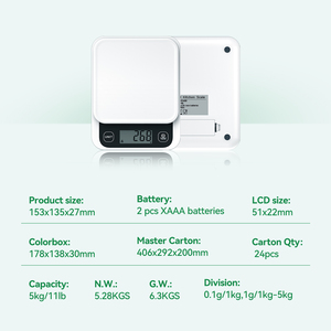 Welland 스마트 전자 주방 저울 다기능 디지털 스테인레스 스틸 저울 배터리 전원 무게 측정 - Product Image 6