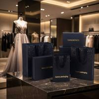 Emballage cadeau personnalisé pour vêtements, sous-vêtements, chaussures de luxe, sacs en papier et boîtes en papier pliables magnétiques noirs de qualité supérieure
