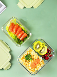 電子レンジ冷凍庫用の漏れ防止ロック蓋付きガラス食品貯蔵容器ミール準備気密弁当箱 - Product Image 2