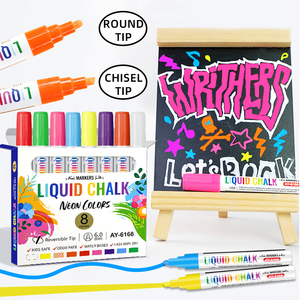 Pennarelli a Gesso Liquido Lavabili con Punte Reversibili <span class=keywords><strong>Neon</strong></span> 6mm, Marcatori Cancellabili a Secco e Umido, 8/12/24 Colori per Lavagna, Finestrini Auto, Vetro - Product Image 1