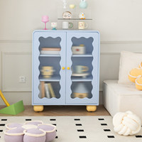 Meuble de salon et d'entrée en bois, style moderne minimaliste, couleur crème, rangement multifonctionnel avec portes à battants
