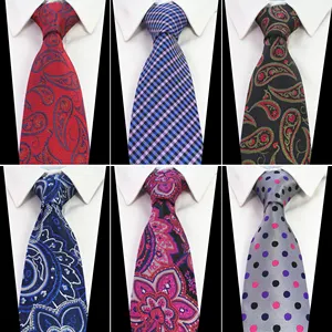 Wholesale Paisley Jacquard Woven Silk Mens Tie Necktie 8cm Striped Ties for Men Suit Business Wedding Meeting Party