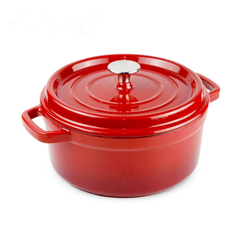 Casserole en fonte émaillée Cocotte en céramique et poêle à frire avec poignée pour cuisinière à induction