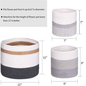 <b>rope</b> handmade foldable wholesale cotton <b>rope</b> <b>basket</b> set cotton woven <b>storage</b> <b>basket</b> cotton <b>rope</b> <b>basket</b> - Product Image 5