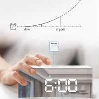 Horloge Numérique LED Moderne Multifonction avec Affichage Miroir, Réveil de Table Blanc à Rappel de Sonnerie, Lampe de Table à Lumière Blanche LED