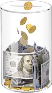 Cajas de caridad redondas para donar monedas transparentes, Huchas acrílicas, cajas de dinero para dinero - Product Image 2