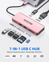 Hub USB-C 5-8 ports USB 3.2 10 Gbps avec PD 100W pour lecteur de cartes SD TF 2.1 en alliage d'aluminium, station d'accueil Type-C pour ordinateur portable/téléphone – En stock