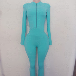 <span class=keywords><strong>Tuta</strong></span> <span class=keywords><strong>Intera</strong></span> Sportiva da <span class=keywords><strong>Donna</strong></span> Body Basics con LOGO Personalizzato, in Spandex, Aderente, Manica Lunga con Zip, per Palestra e Yoga - Product Image 5