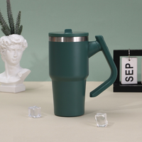 Gobelet isotherme en acier inoxydable de 20 oz avec poignée, pour le camping et les voyages, avec couvercle, pour utilisation personnalisée