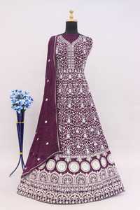 Venta al por mayor de vestido de fábrica pesado opaco Santoon Salwar Kameez Anarkali para bodas y fiestas de India - Product Image 6