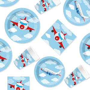 Ensemble d'assiettes en papier DAMAI personnalisées, ciel bleu, avion rouge, vaisselle jetable, fournitures de fête pour enfants, anniversaire de garçon - Product Image 6