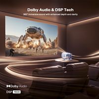 Projecteur intelligent BOOM Mini Blue 20W avec haut-parleurs, audio DoIby, mise au point en temps réel, correction trapézoïdale, Google TV, prise en charge 4K