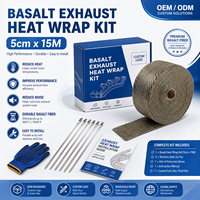 Enveloppe d'échappement en basalte personnalisée 5 cm * 15 m avec attaches en acier inoxydable pour tuyau de collecteur automobile