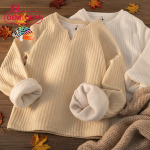 Sweat-shirts pour hommes personnalisés avec logo, automne-hiver, décontractés, chauds, tendance, coupe ample, à deux couches, rayés, vêtements chauds - Product Image 1