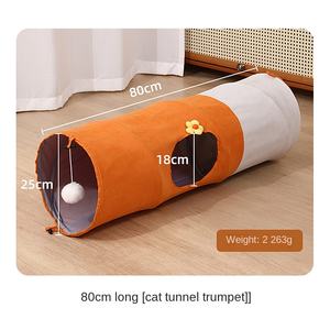 Hertenvelvet Opvouwbare Kattentunnel & Geïntegreerd Kattenbed met Zelfopzet Speelgoed - Product Image 5