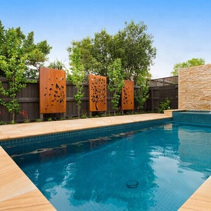 Laser Cut Decorative Privacy <strong>Garden</strong> <strong>Free</strong> <strong>Standing</strong> Tree Leaf Design Art Pattern Corten Steel Natural Rust Metal <strong>Screen</strong> - Product Image 5