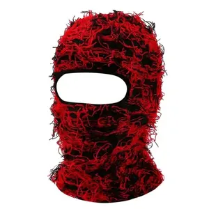 Toptan akrilik örme spor kafatası yüz bir delik kayak maskesi Hood özel Balaclavas Skimask