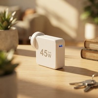 Chargeur mural rapide USB C PD 45W GaN, adaptateur secteur Type C compatible avec iPhone, Samsung, iPad, MacBook, smartphones pour la maison et le bureau