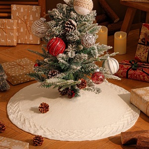 Jupe de sapin de Noël blanche en tricot chevron, 24/36/48 pouces, en <span class=keywords><strong>acrylique</strong></span>, avec collier de protection, décoration rustique pour les fêtes - Product Image 3
