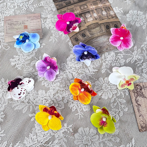 Ornements capillaires en orchidée Phalaenopsis, fleurs artificielles en plastique et tissu, accessoires de mariage magnétiques, épingles à cheveux DIY - Product Image 1