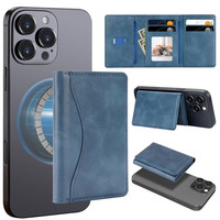 Dompet Kartu Magnetik Kulit PU Kompatibel dengan Magnet, Slot Multi-Kartu, Tempat Kartu Kredit untuk iPhone 17 Pro Max, Model Lipat Tiga