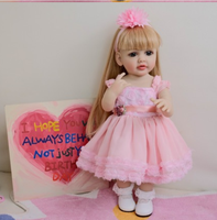 Poupée réaliste Betty de 22 pouces, entièrement recouverte, en robe rose, poupée fille imitation très réaliste