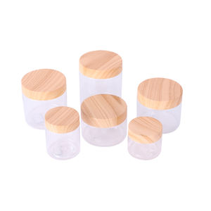 Pot en plastique PET à large ouverture de 100 ml, 150 ml, 200 ml, 250 ml, 500 ml, vide, avec couvercle en bambou, pour crème cosmétique, beurre corporel. - Product Image 3