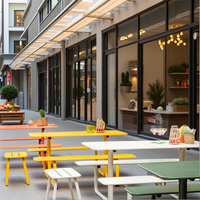 Ensemble table et chaises d'extérieur monobloc en alliage d'aluminium pour cour, terrasse, parc, restaurant pour servir du thé au lait et du café