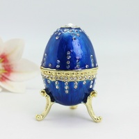 Boîte à bijoux SHINNYGIFTS, cadeau de Pâques, style moderne, motif carré, œuf de Fabergé fait main, forme ovale